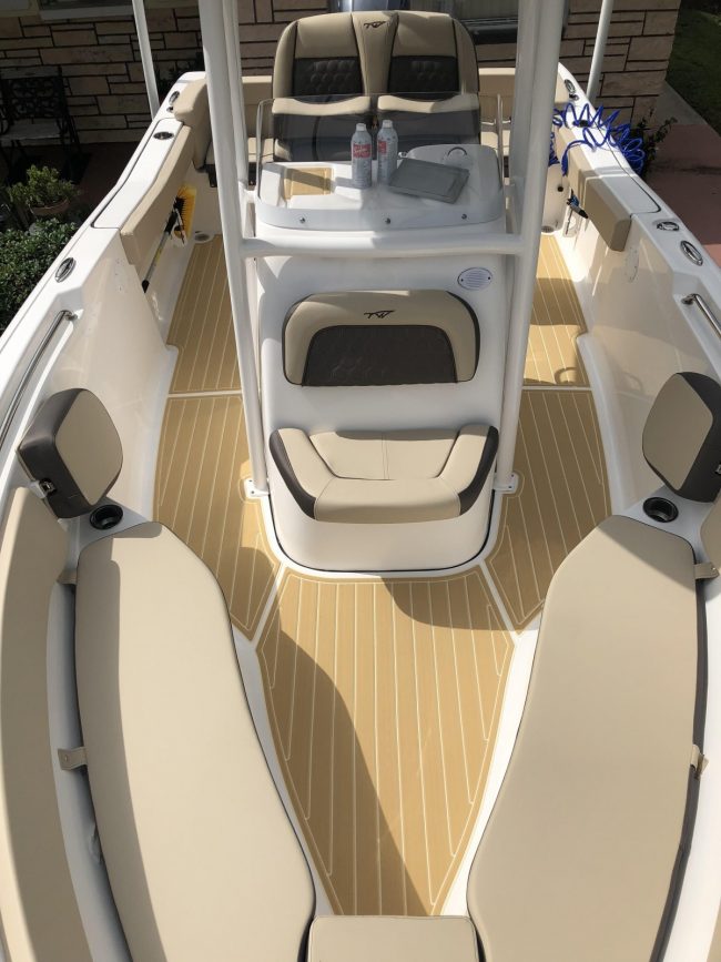 Castaway Customs Tidewater Center Console Boat Custom SeaDek Faux Teak Marine Flooring
